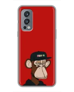 Чохол для OnePlus Nord 2 з картинкою «Bored Ape — червоний фон»
