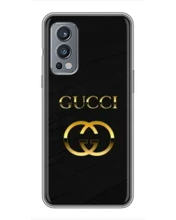 Чохол для OnePlus Nord 2 з картинкою «Золотий логотип Gucci»