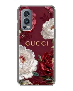 Чехол для OnePlus Nord 2 с картинкой «Gucci — бордовые розы» Чехол для OnePlus Nord 2 с картинкой «Gucci — бордовые розы»