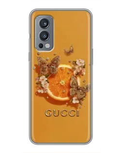 Чехол для OnePlus Nord 2 с картинкой «Gucci — золотые бабочки» Чехол для OnePlus Nord 2 с картинкой «Gucci — золотые бабочки»