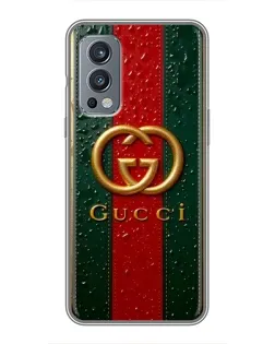 Чехол для OnePlus Nord 2 с картинкой «Gucci — фирменная полоса и золото» Чехол для OnePlus Nord 2 с картинкой «Gucci — фирменная полоса и золото»