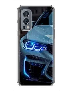 Чохол для OnePlus Nord 2 з картинкою «Погляд BMW з синіми фарами»