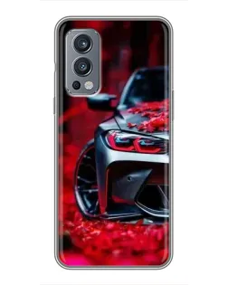 Чохол для OnePlus Nord 2 з картинкою «Спортивна BMW та квіти»