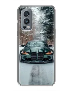 Чохол для OnePlus Nord 2 з картинкою «BMW у зимовому лісі»