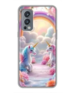 Чохол для OnePlus Nord 2 з картинкою «Веселка і єдинороги»