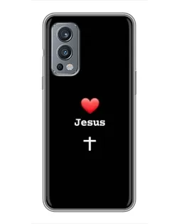 Чехол для OnePlus Nord 2 с картинкой «Сердце - Jesus»