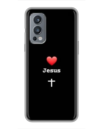 Чехол для OnePlus Nord 2 с картинкой «Сердце - Jesus»