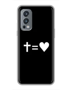 Чехол для OnePlus Nord 2 с картинкой «Крест и Сердце»