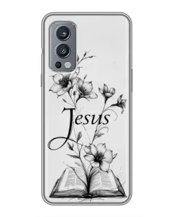 Чехол для OnePlus Nord 2 с картинкой «Цветы и Библия»