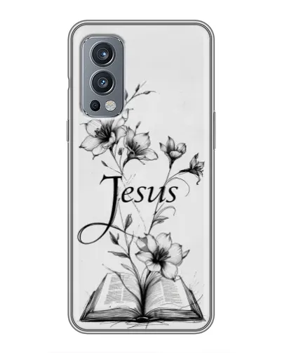 Чехол для OnePlus Nord 2 с картинкой «Цветы и Библия»