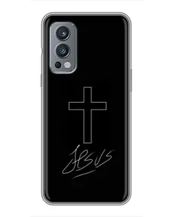 Чехол для OnePlus Nord 2 с картинкой «Графический крест Jesus» Чехол для OnePlus Nord 2 с картинкой «Графический крест Jesus»