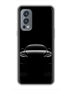 Чехол для OnePlus Nord 2 с картинкой «Силуэт Tesla Night»