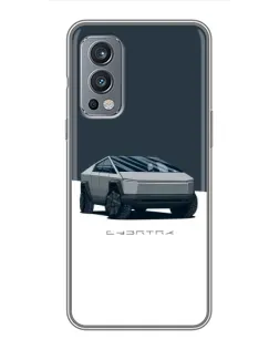 Чехол для OnePlus Nord 2 с картинкой «Серебристый Cybertruck Tesla»