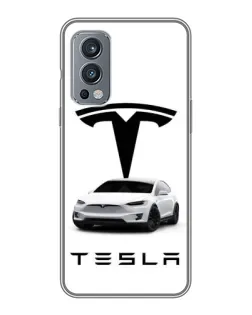 Чехол для OnePlus Nord 2 с картинкой «Tesla White Style»