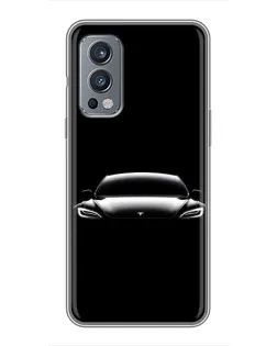 Чехол для OnePlus Nord 2 с картинкой «Фары Tesla Night»