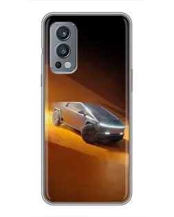 Чехол для OnePlus Nord 2 с картинкой «Cybertruck в пустыне»