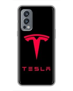 Чехол для OnePlus Nord 2 с картинкой «Tesla Red Logo»