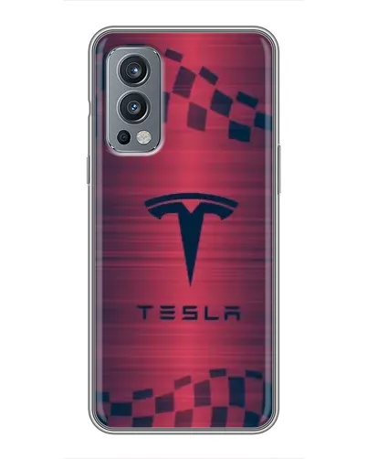 Чехол для OnePlus Nord 2 с картинкой «Тесла красный карбон» Чехол для OnePlus Nord 2 с картинкой «Тесла красный карбон»
