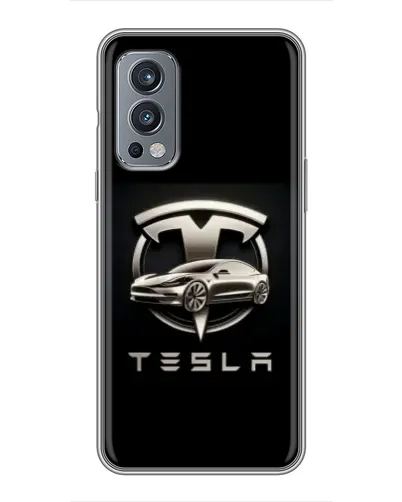 Чехол для OnePlus Nord 2 с картинкой «Tesla — серебристое авто» Чехол для OnePlus Nord 2 с картинкой «Tesla — серебристое авто»