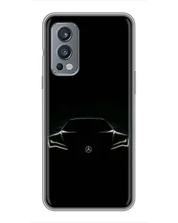 Чехол для OnePlus Nord 2 с картинкой «Mercedes — силуэт авто» Чехол для OnePlus Nord 2 с картинкой «Mercedes — силуэт авто»