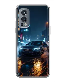 Чохол для OnePlus Nord 2 з картинкою «Нічне місто та Audi»