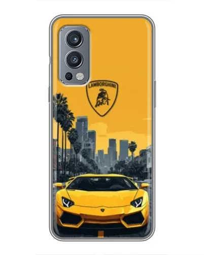 Чохол для OnePlus Nord 2 з картинкою «Жовтий Lamborghini місто»