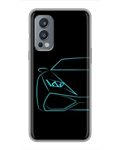 Чохол для OnePlus Nord 2 з картинкою «Блакитний силует Lamborghini»
