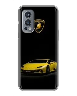 Чохол для OnePlus Nord 2 з картинкою «Lamborghini жовтий акцент»