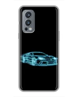 Чохол для OnePlus Nord 2 з картинкою «Неоновий контур Lamborghini»