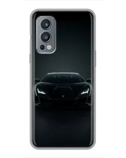 Чохол для OnePlus Nord 2 з картинкою «Чорний Lamborghini Aventador»