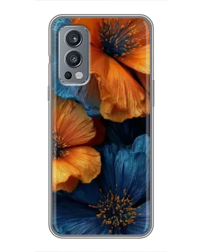 Чехол для OnePlus Nord 2 с картинкой «Яркая сине-оранжевая флора» Чехол для OnePlus Nord 2 с картинкой «Яркая сине-оранжевая флора»