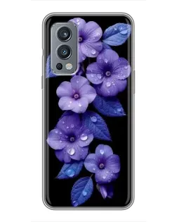 Чохол для OnePlus Nord 2 з картинкою «Фіолетові квіти з росою»