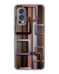 Чохол для OnePlus Nord 2 з картинкою «Коричневі об'ємні квадрати»