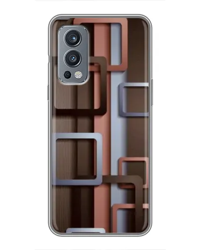 Чохол для OnePlus Nord 2 з картинкою «Коричневі об'ємні квадрати»