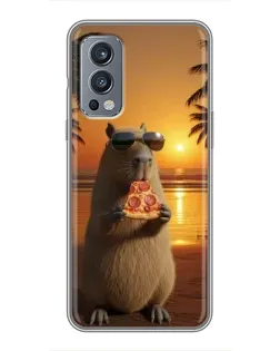 Чохол для OnePlus Nord 2 з картинкою «Капібара з піцою»