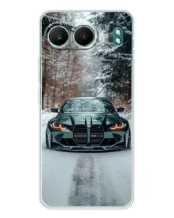 Чехол для OnePlus Nord 4 с картинкой «BMW в зимнем лесу»