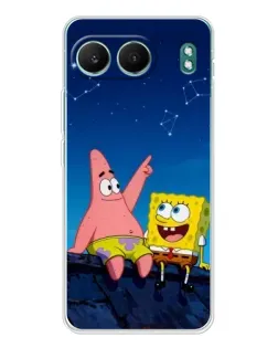 Чехол для OnePlus Nord 4 с картинкой «Губка Боб и Патрик ночью»