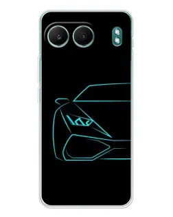 Чехол для OnePlus Nord 4 с картинкой «Голубой силуэт Lamborghini»