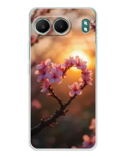 Чехол для OnePlus Nord 4 с картинкой «Розовый цвет сердце на фоне заката»