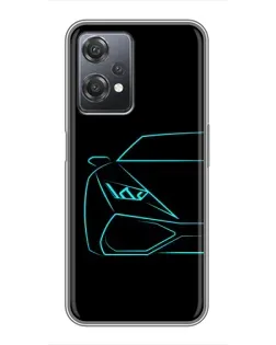 Чехол для OnePlus Nord CE 2 (5G) (IV2201) с картинкой «Голубой силуэт Lamborghini»