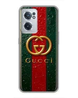 Чехол для OnePlus Nord CE 2 Lite 5G с картинкой «Gucci — фирменная полоса и золото»
