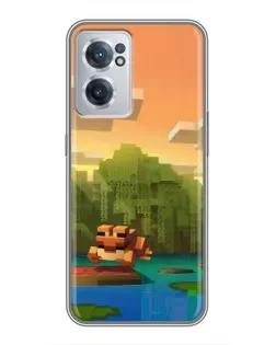 Чехол для OnePlus Nord CE 2 Lite 5G с картинкой «Майнкрафт закат солнца»