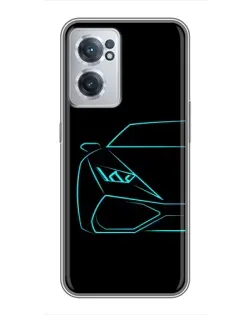 Чехол для OnePlus Nord CE 2 Lite 5G с картинкой «Голубой силуэт Lamborghini»
