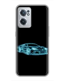 Чехол для OnePlus Nord CE 2 Lite 5G с картинкой «Неоновый контур Lamborghini»