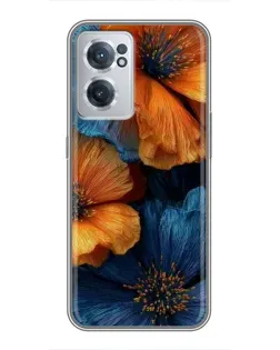 Чохол для OnePlus Nord CE 2 Lite 5G з картинкою «Яскрава синьо-помаранчева флора»