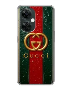 Чехол для OnePlus Nord CE 3 Lite с картинкой «Gucci — фирменная полоса и золото»