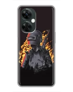 Чехол для OnePlus Nord CE 3 Lite с картинкой «PUBG — огненный силуэт»