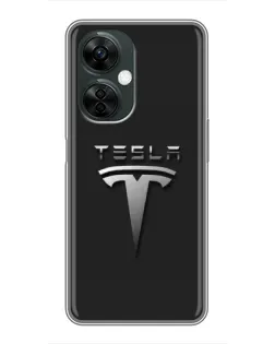 Чехол для OnePlus Nord CE 3 Lite с картинкой «Стальной логотип Tesla»