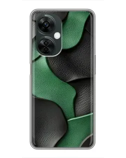 Чехол для OnePlus Nord CE 3 Lite с картинкой «Зеленые кожаные волны»