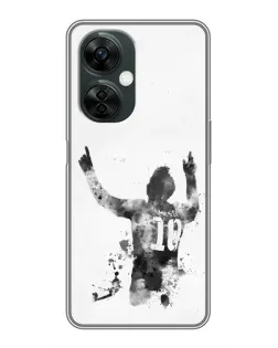 Чехол для OnePlus Nord CE 3 Lite с картинкой «Черно-белый силуэт Месси»